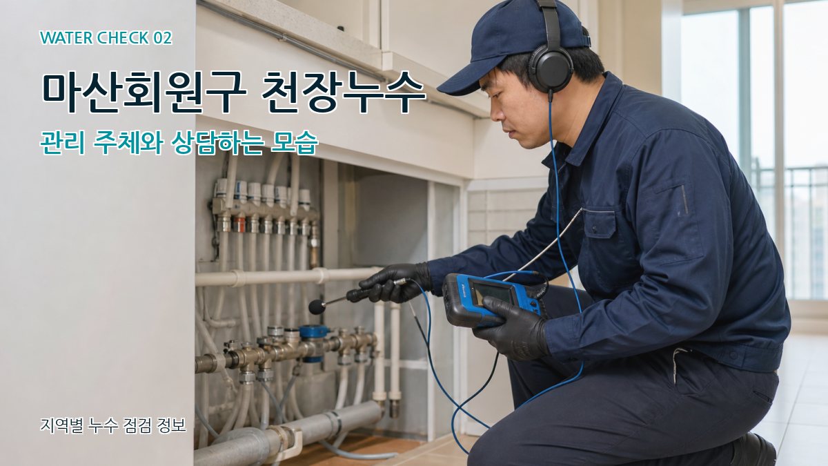 마산회원구 천장누수 관리 주체와 상담하는 모습