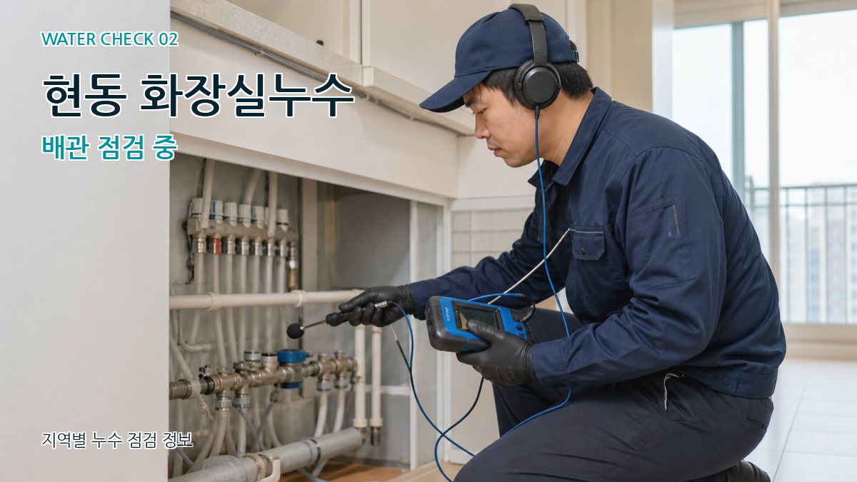현동 화장실누수 배관 점검 중