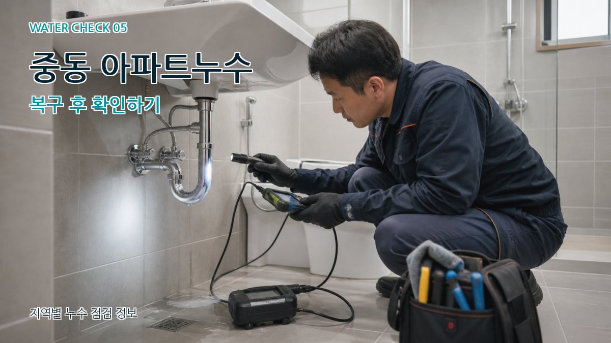 중동 아파트누수 복구 후 확인하기