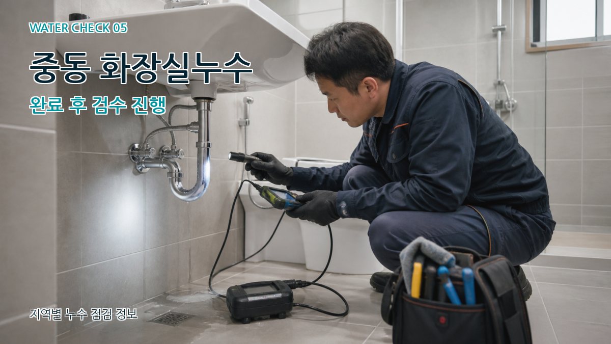 중동 화장실누수 완료 후 검수 진행